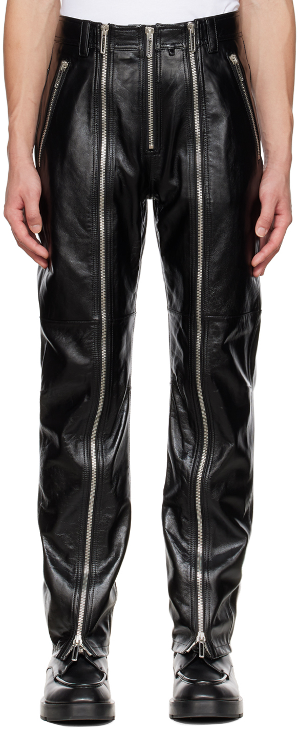Ssense Uomo Abbigliamento Pantaloni e jeans Pantaloni Pantaloni di pelle Black Faust Washed Leather Pants 