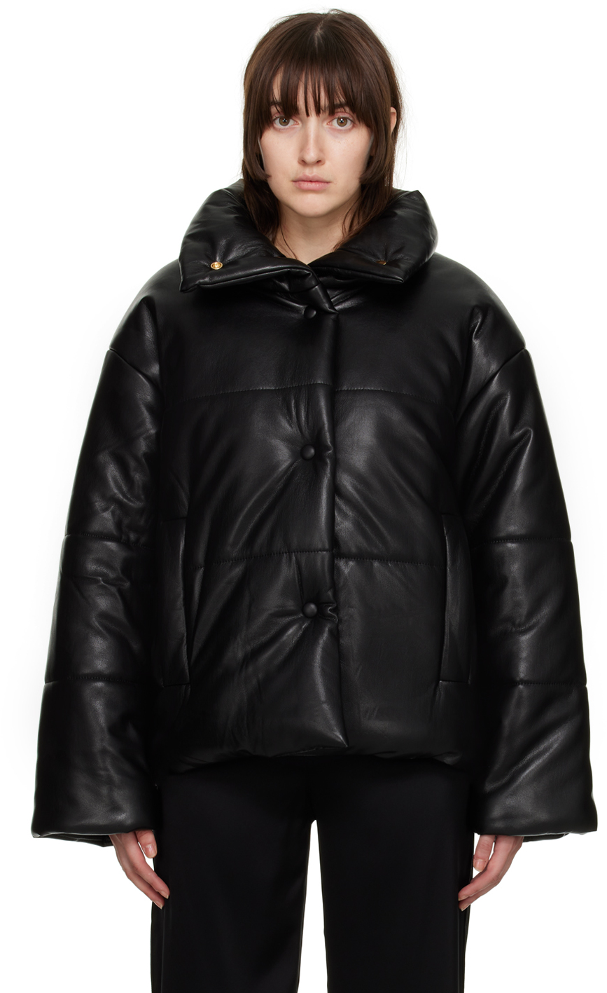 Shop Nanushka Black Hide Vegan Leather Jacket