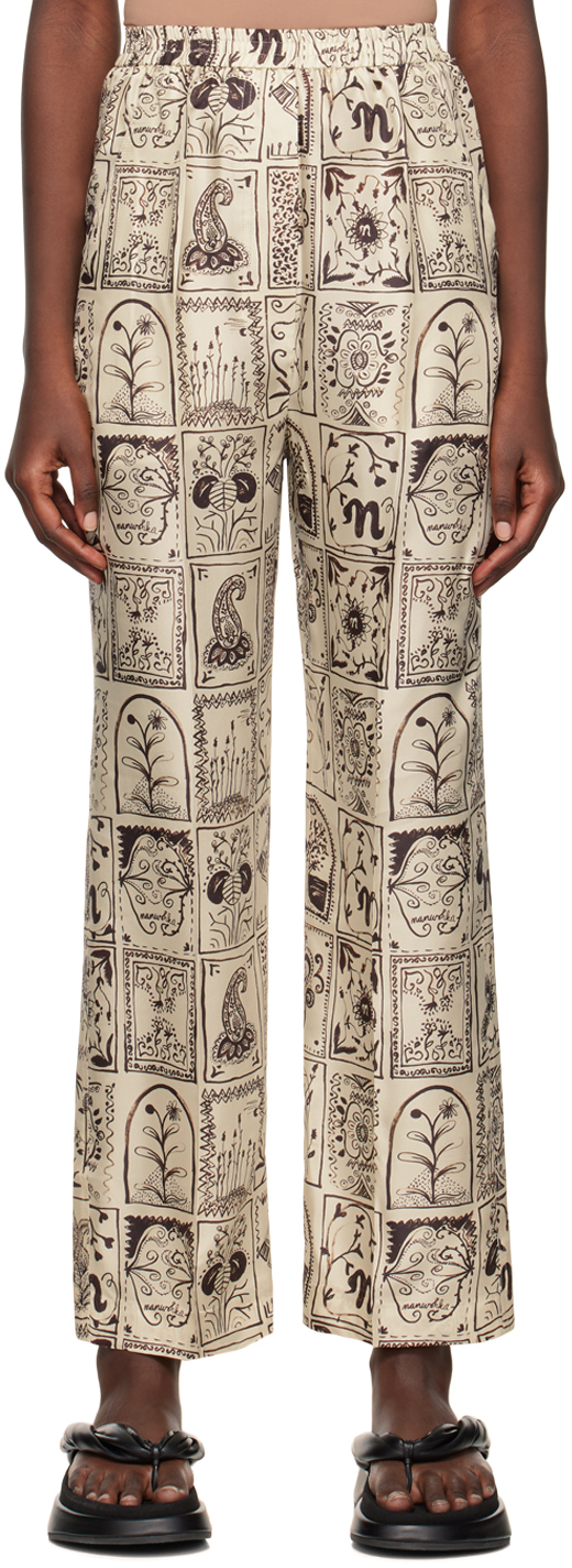 Nanushka Beige Graphic Trousers