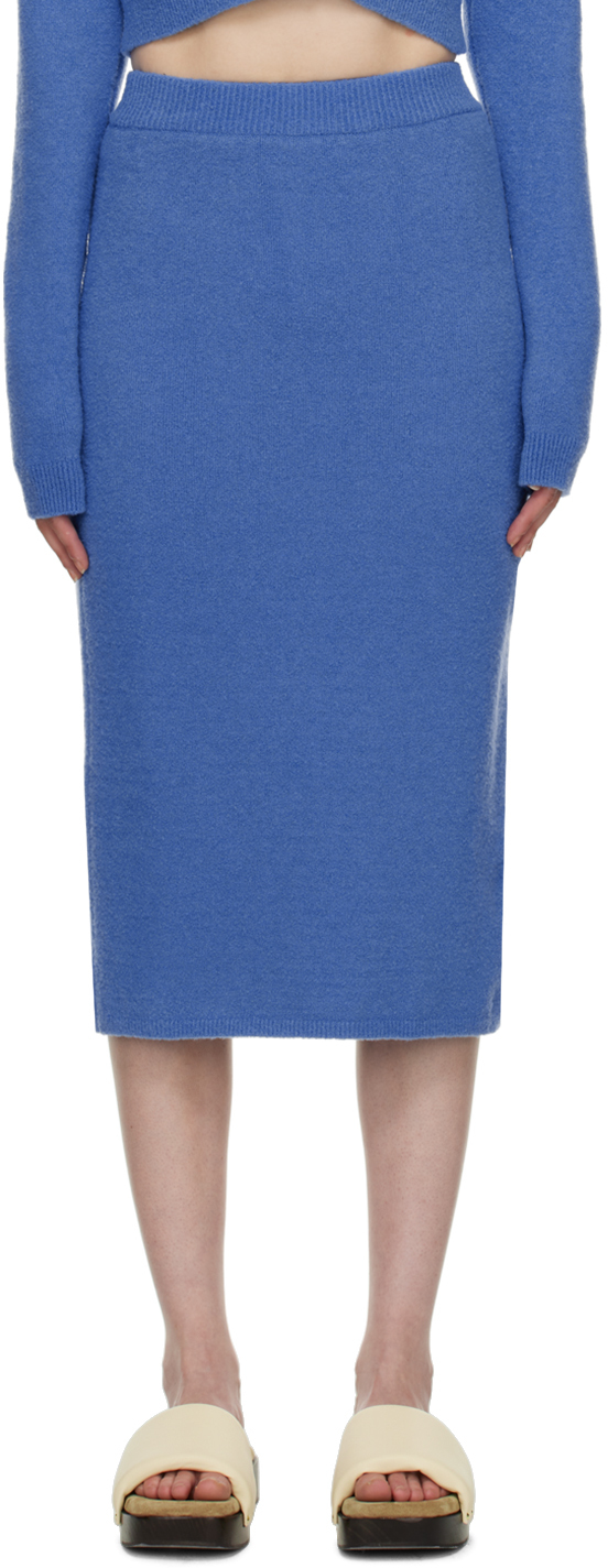 Nanushka Jorna Wool-blend Midi Skirt In Blue