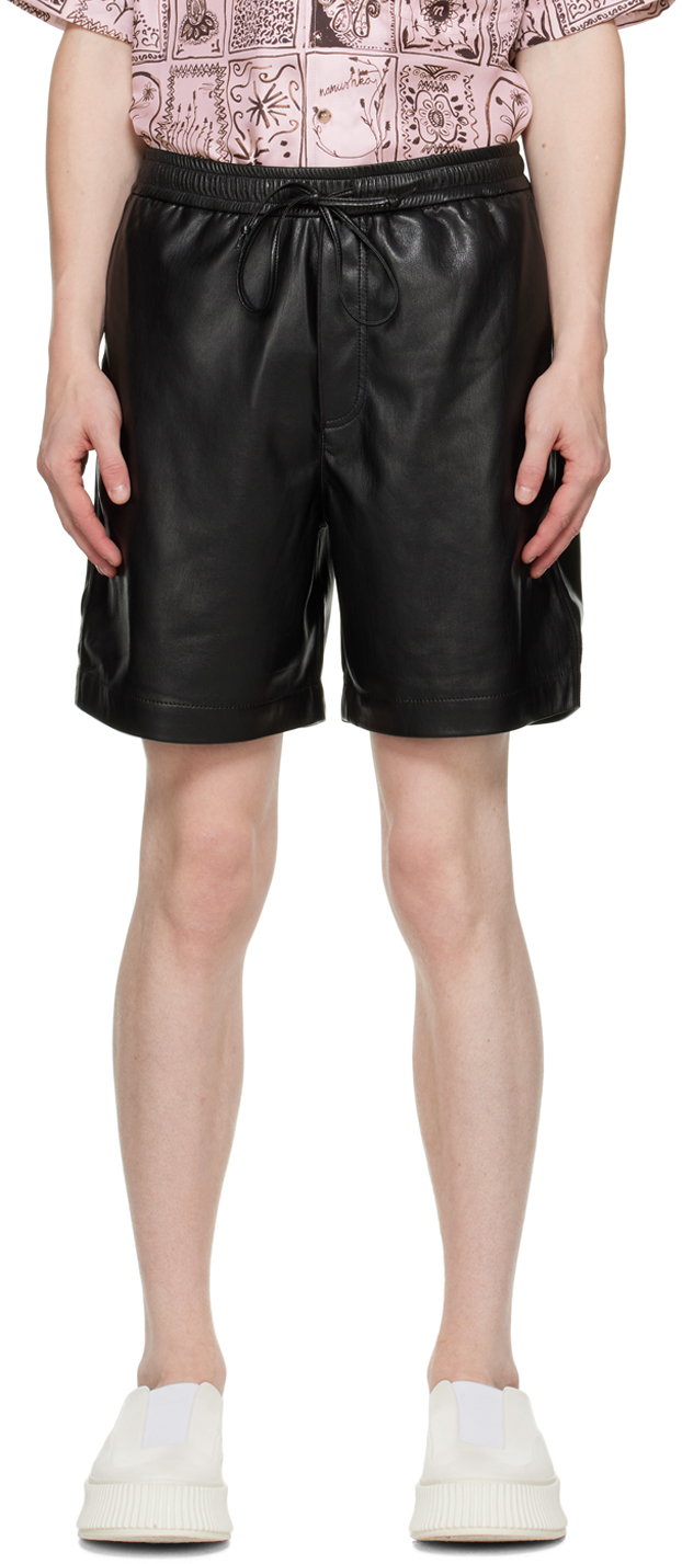 Black Doxxi Vegan Leather Shorts