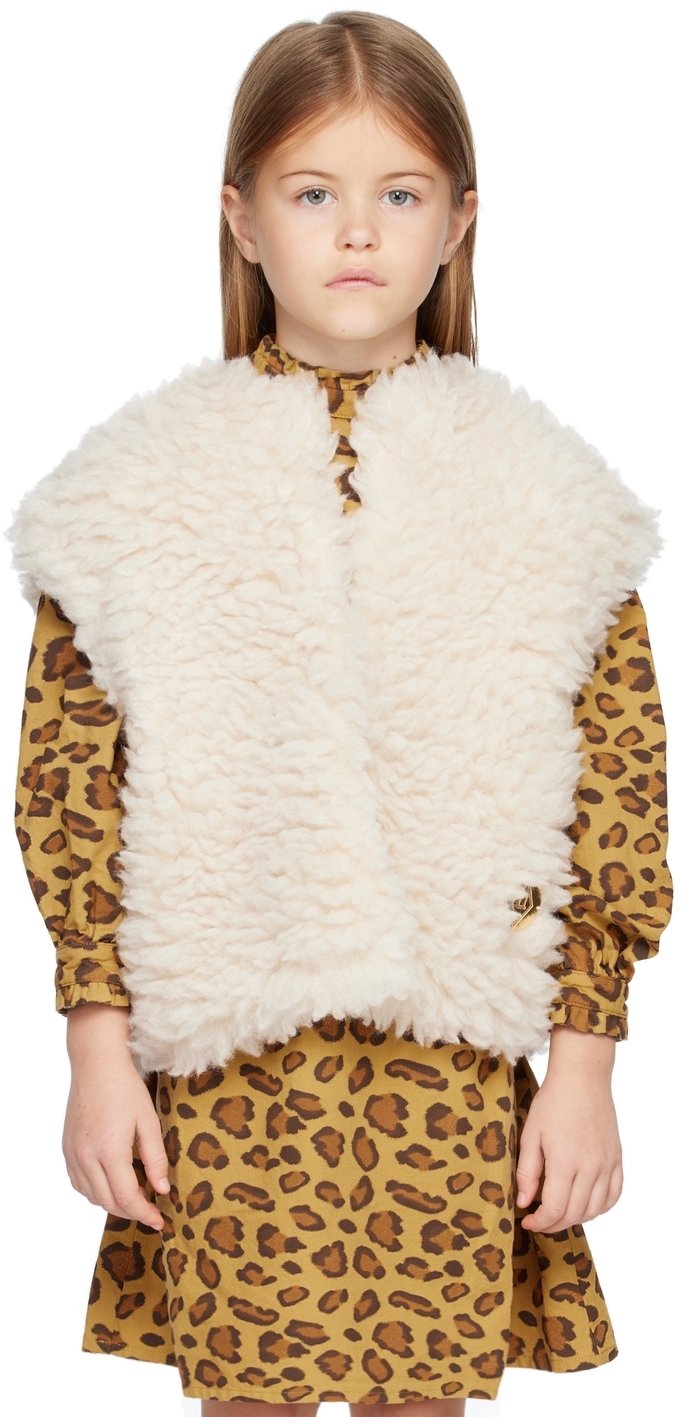 The Animals Observatory Kids Off-white Sheep Faux-shearling Vest 