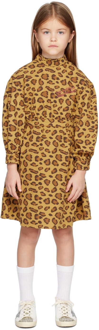 The Animals Observatory Tortoise Printed Cotton Dress In Yellow