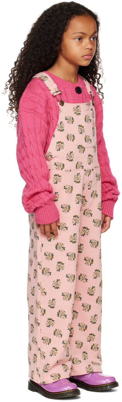 The Animals Observatory Mule Printed Cotton Jersey Dungarees In Pink