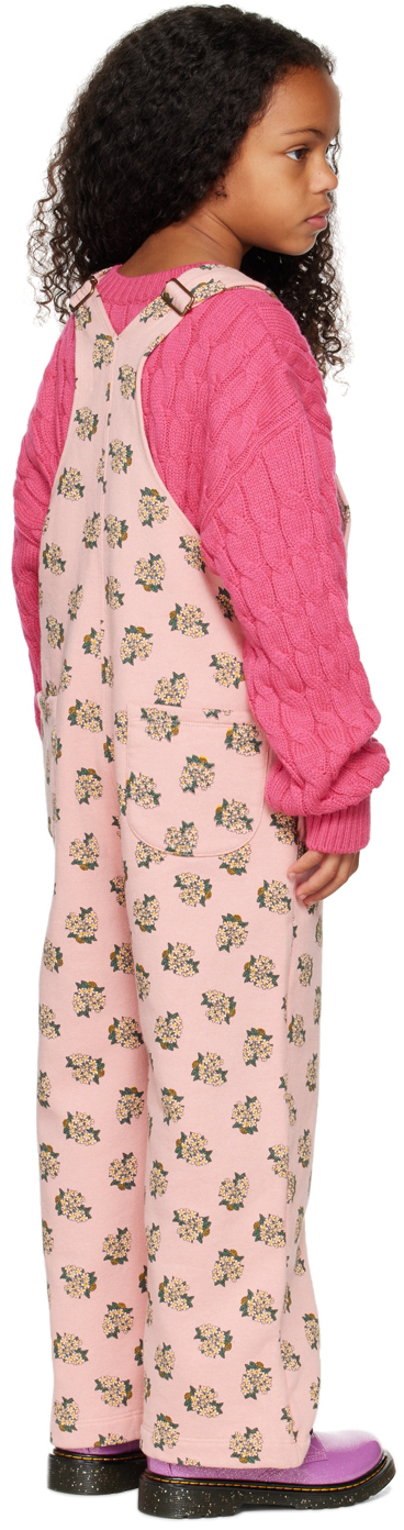 The Animals Observatory Mule Printed Cotton Jersey Dungarees In Pink