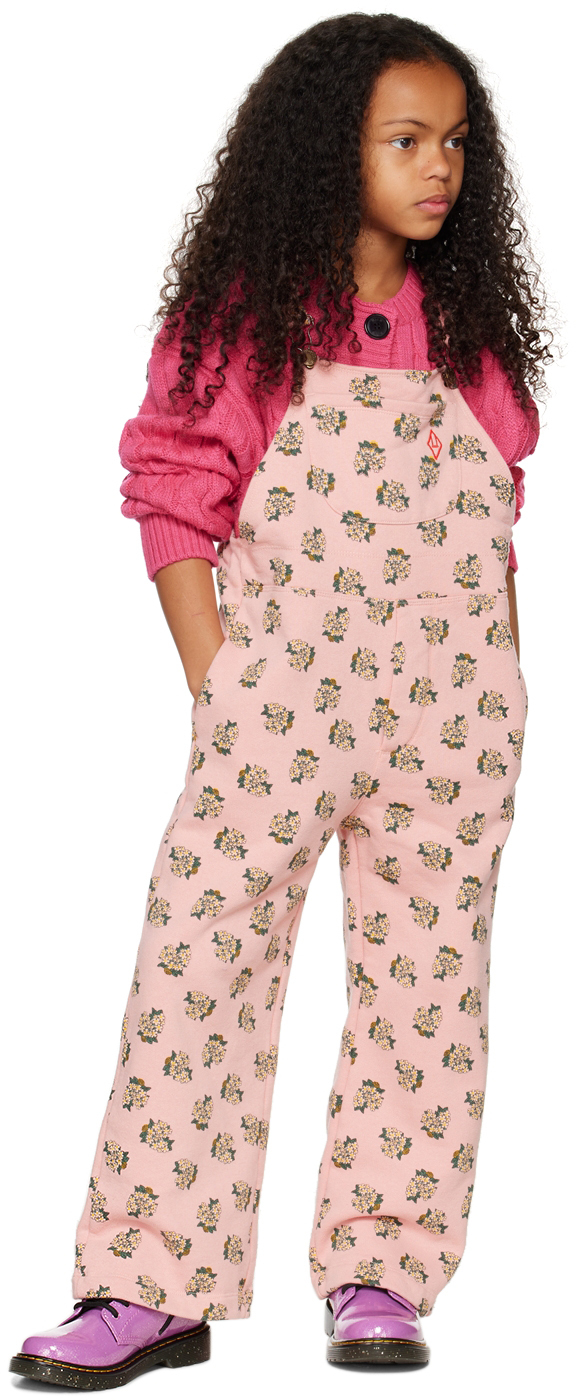 The Animals Observatory Mule Printed Cotton Jersey Dungarees In Pink