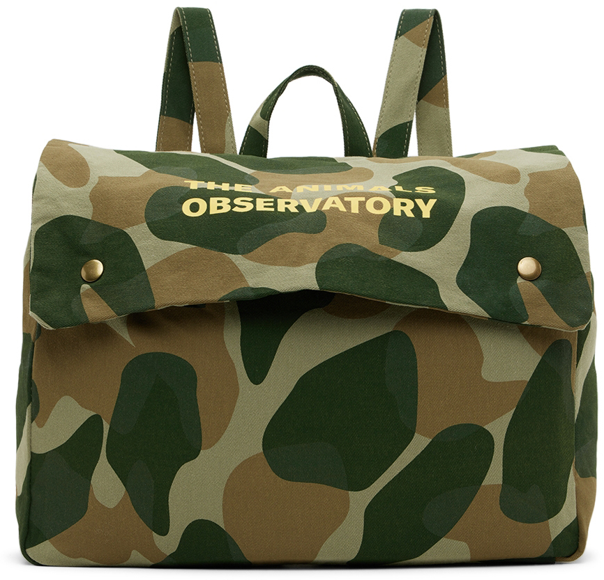 Kids Green Military Backpack by The Animals Observatory SSENSE UK