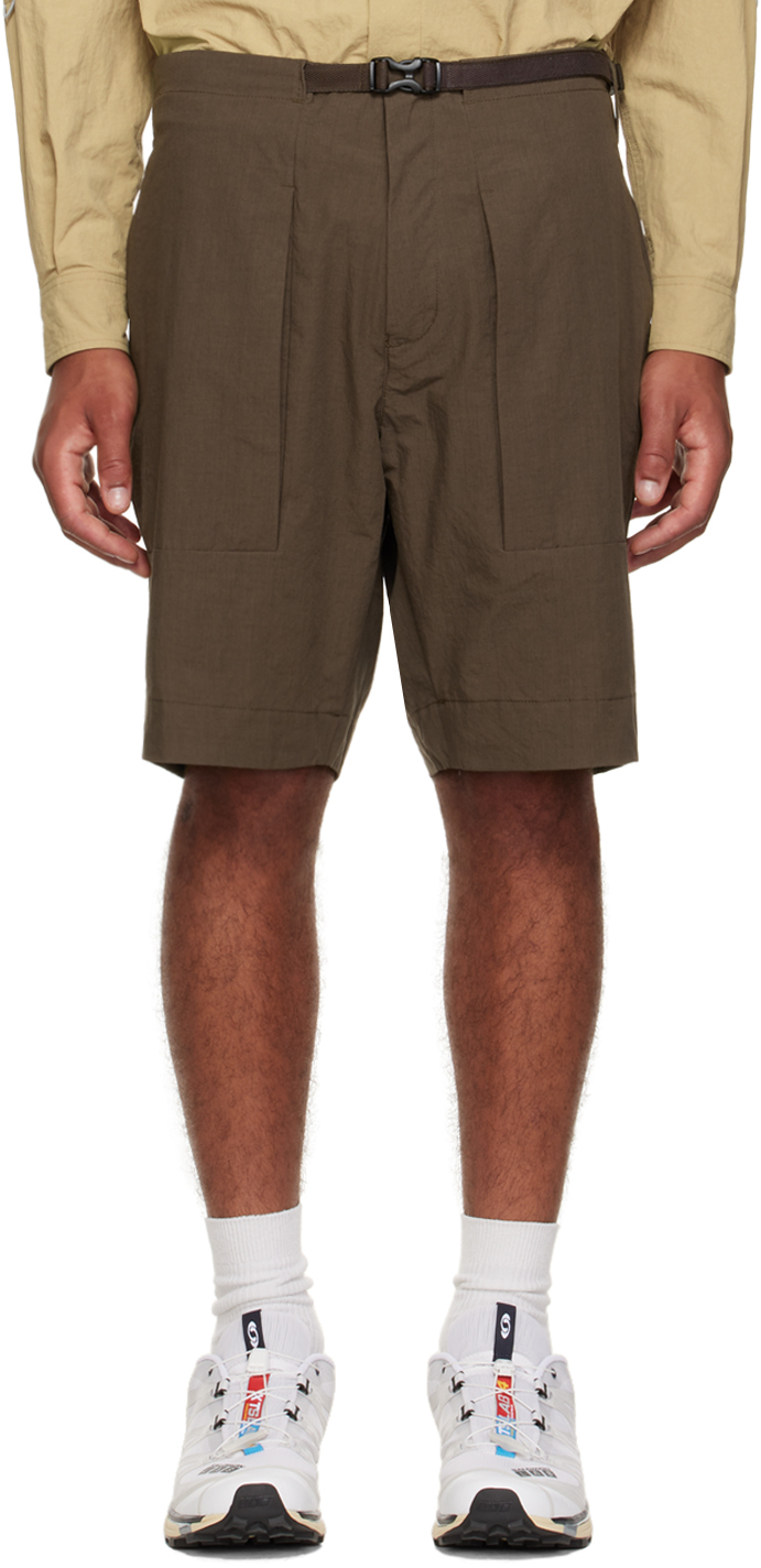 Brown Pleated Pocket Shorts