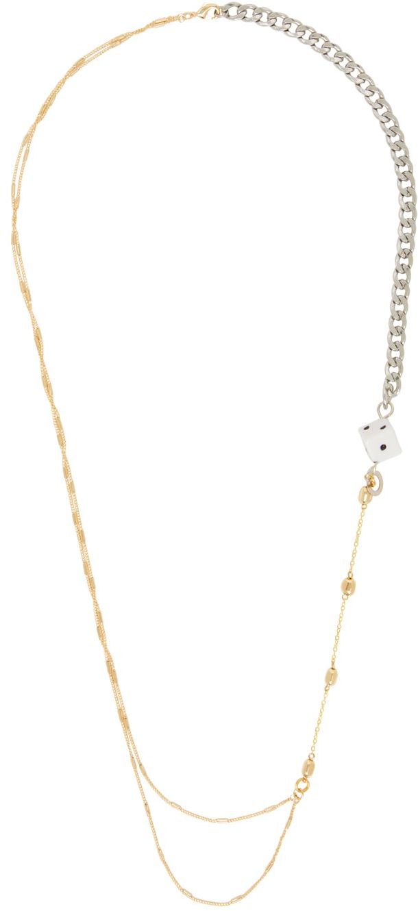 Bless Silver u0026 Gold Materialmix Met Necklace In Dice Charm | ModeSens