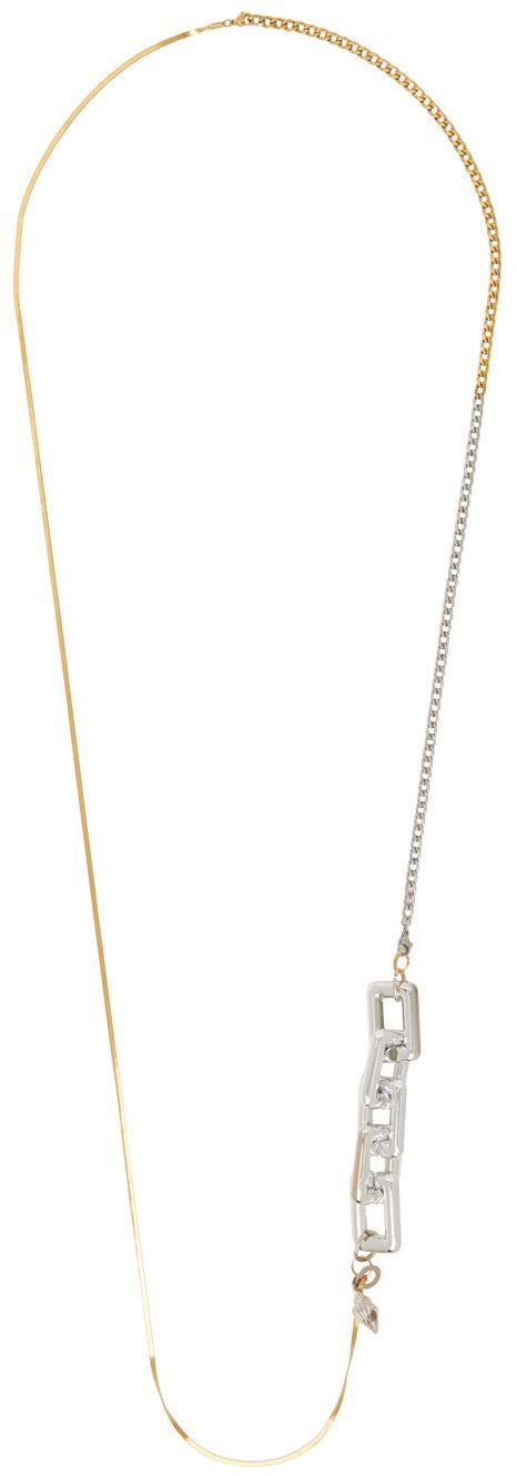 Silver & Gold Materialmix Long Necklace by Bless on Sale