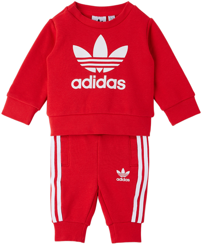 adidas Kids Baby Red Trefoil Sweatshirt & Lounge Pants Set adidas