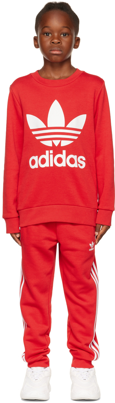 Shop Adidas Originals Kids Red Stripe Little Kids Lounge Pants In Vivid Red / White