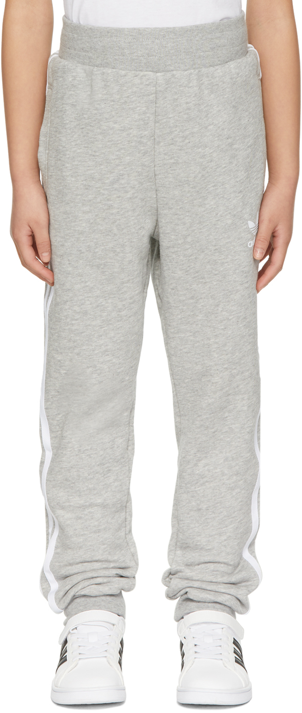 ADIDAS ORIGINALS KIDS grey 3-STRIPES BIG KIDS LOUNGE trousers