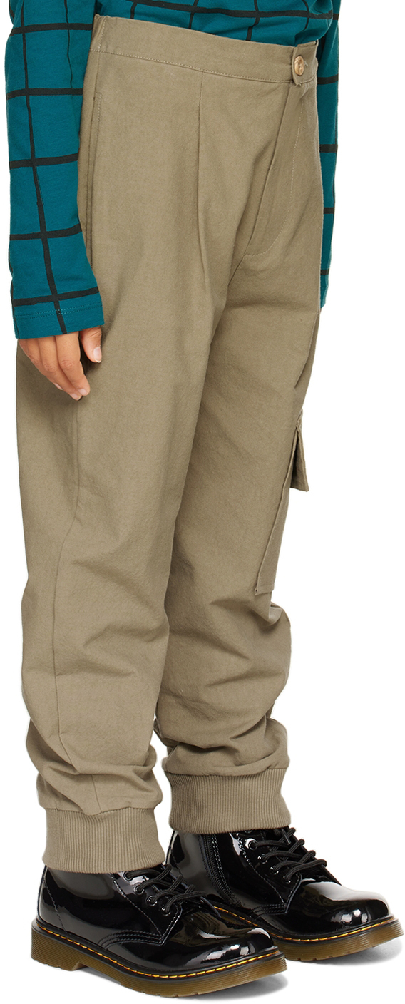 Shop Beau Loves Kids Khaki Cargo Pants In Timber
