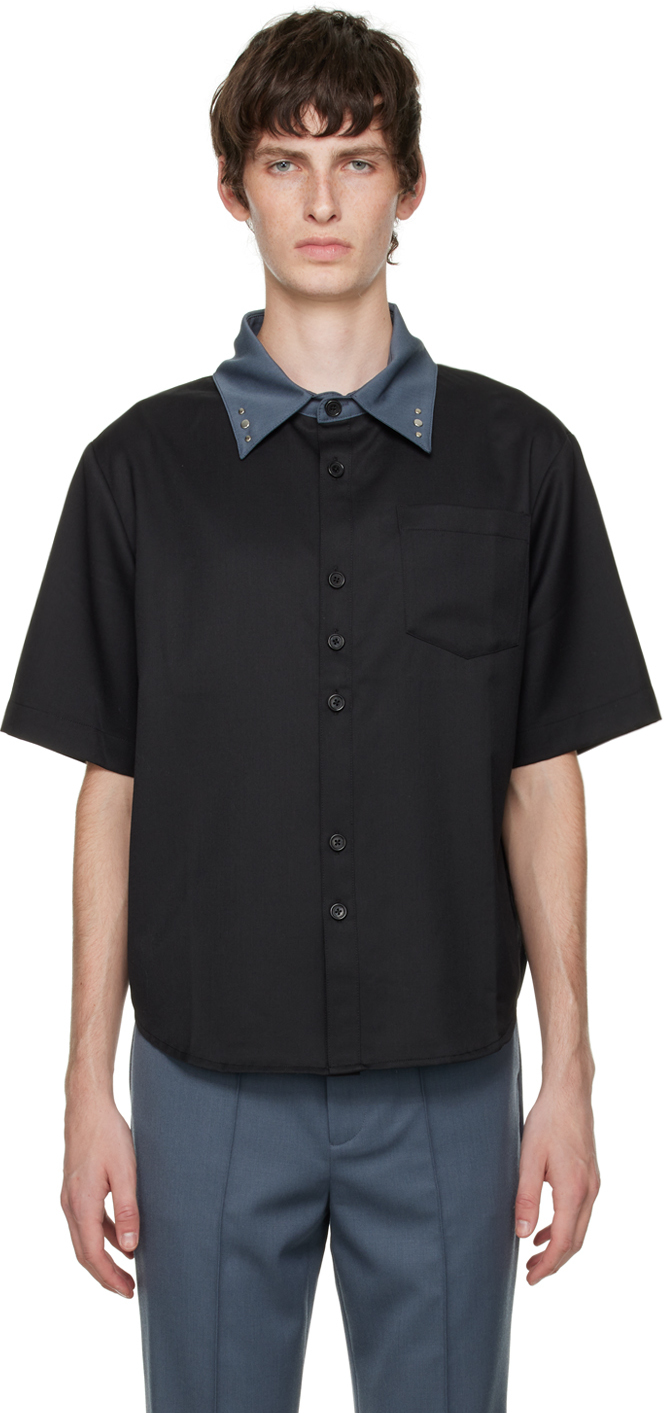 The World Is Your Oyster: Black Studded Shirt | SSENSE