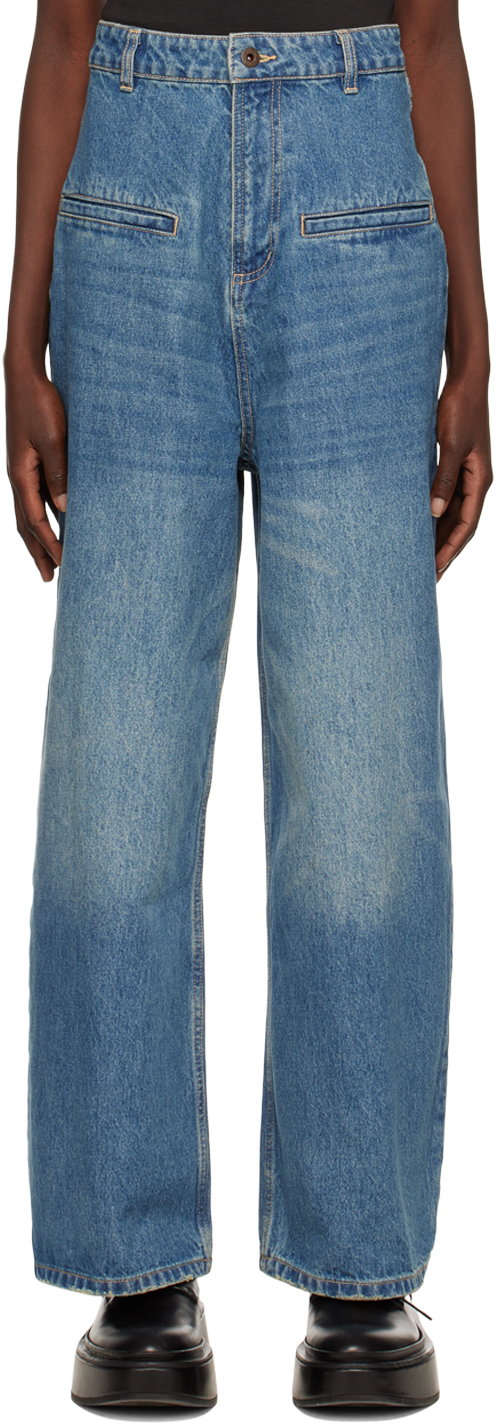 SSENSE Exclusive Blue Jeans by Fax Copy Express on Sale