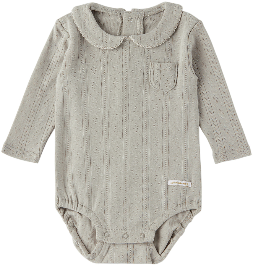 Kodomo Beams Baby Grey Pointelle Bodysuit In 15 Grey