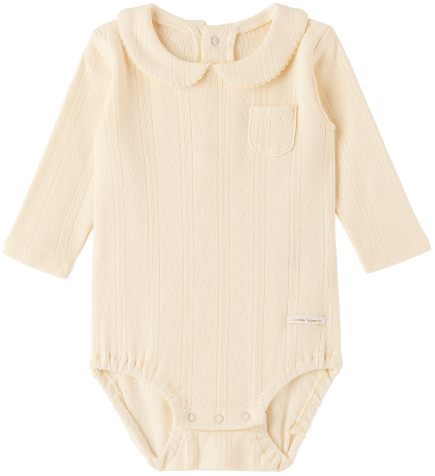 Baby OffWhite Pointelle Bodysuit by Kodomo BEAMS on Sale