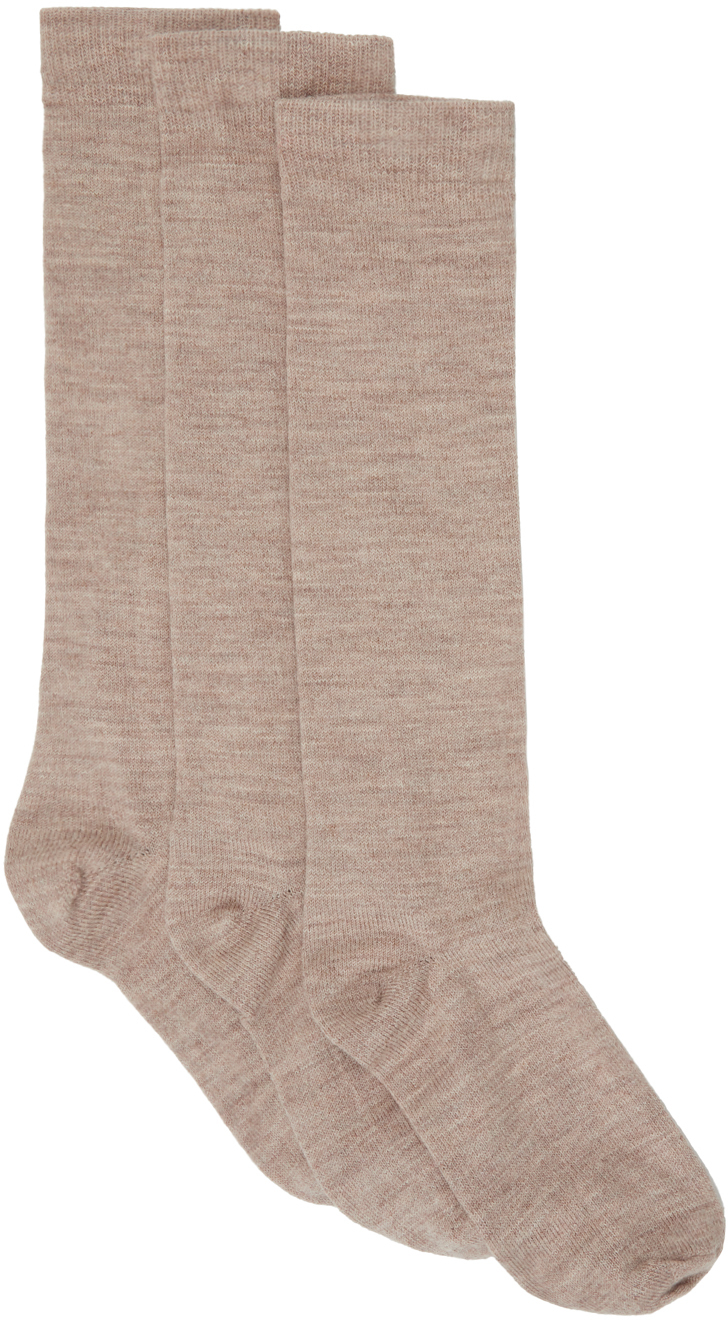 Lauren Manoogian Three-Pack Taupe Socks