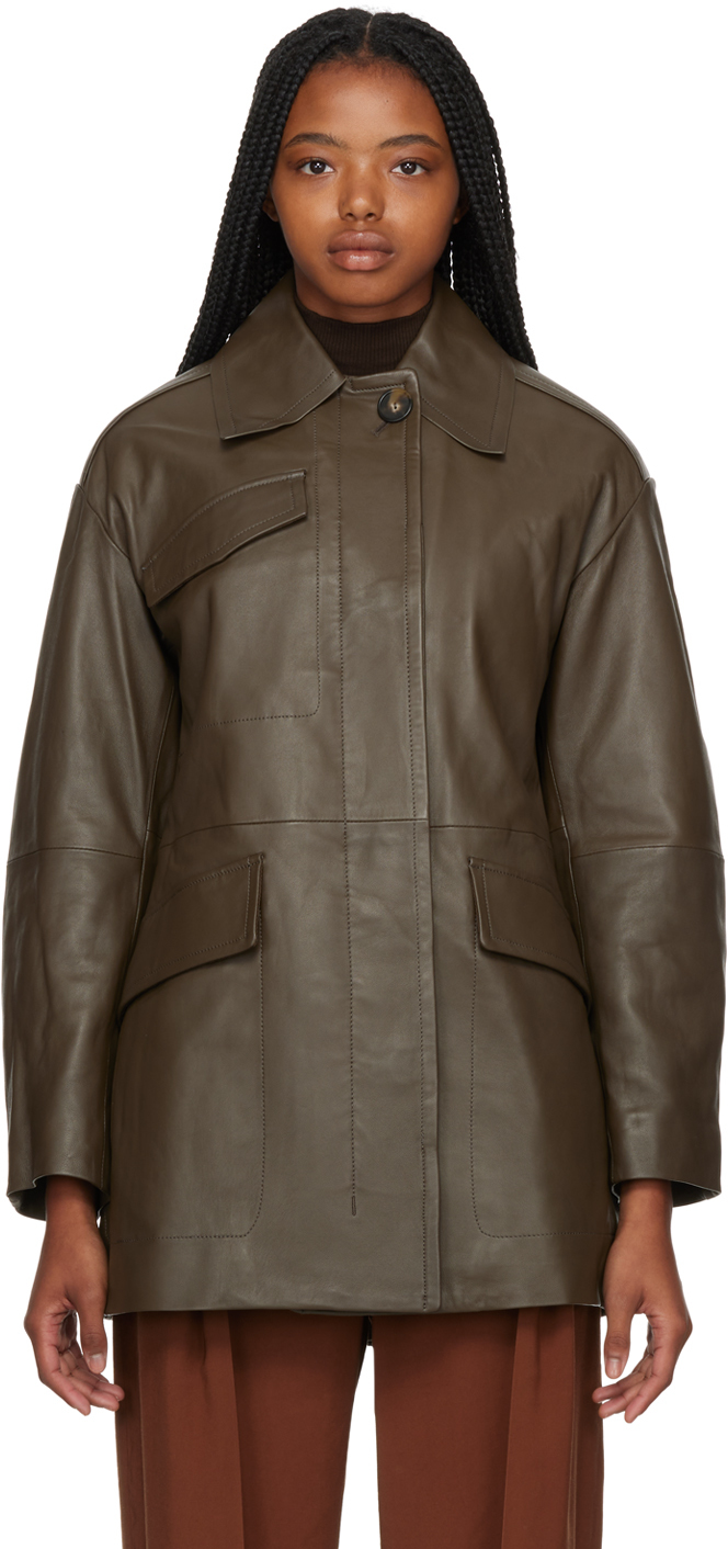 Vince Brown Utility Leather Jacket