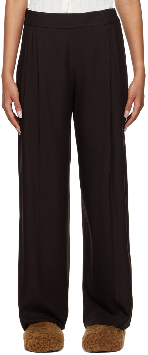 Brown Draped Trousers