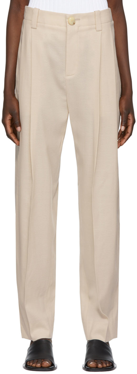 Beige Tapered Trousers