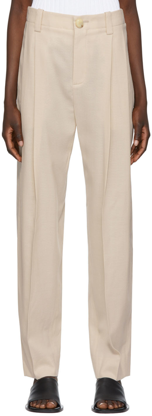 Beige Tapered Trousers by Vince on Sale
