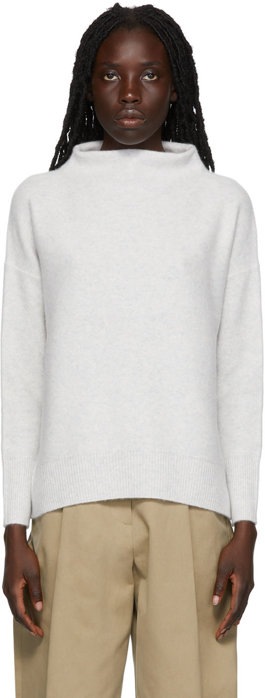 Gray Funnel Neck Sweater by Vince on Sale