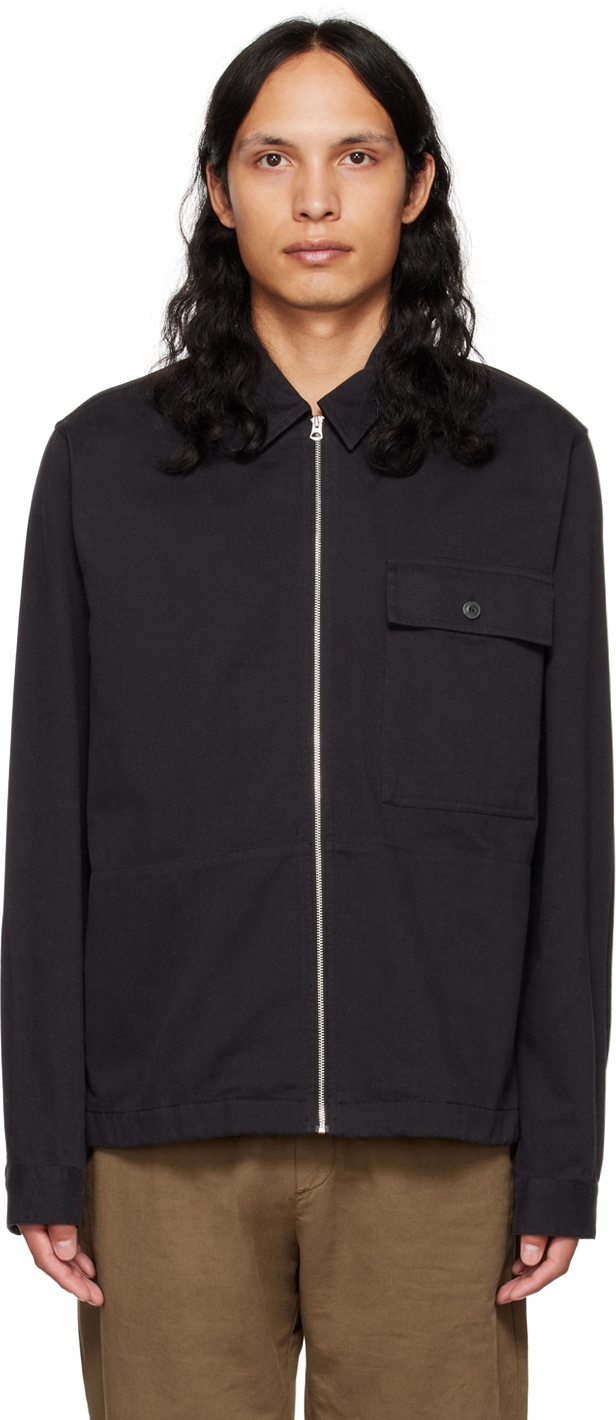 Black Zip Front Jacket by Vince on Sale