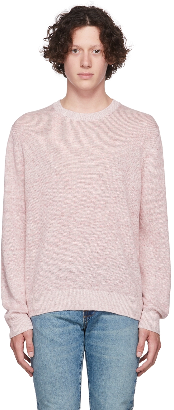 Shop Vince Pink Linen Crewneck Sweater In Lt H Himalayan-683lt