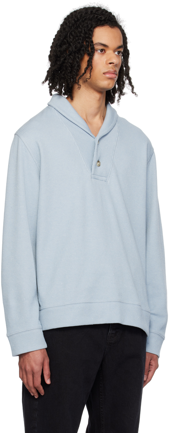 Vince Blue Shawl Collar Henley In Morning Blue-494mgb