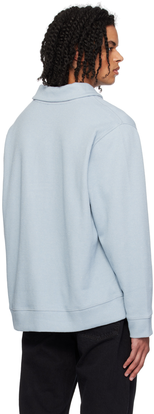 Vince Blue Shawl Collar Henley In Morning Blue-494mgb