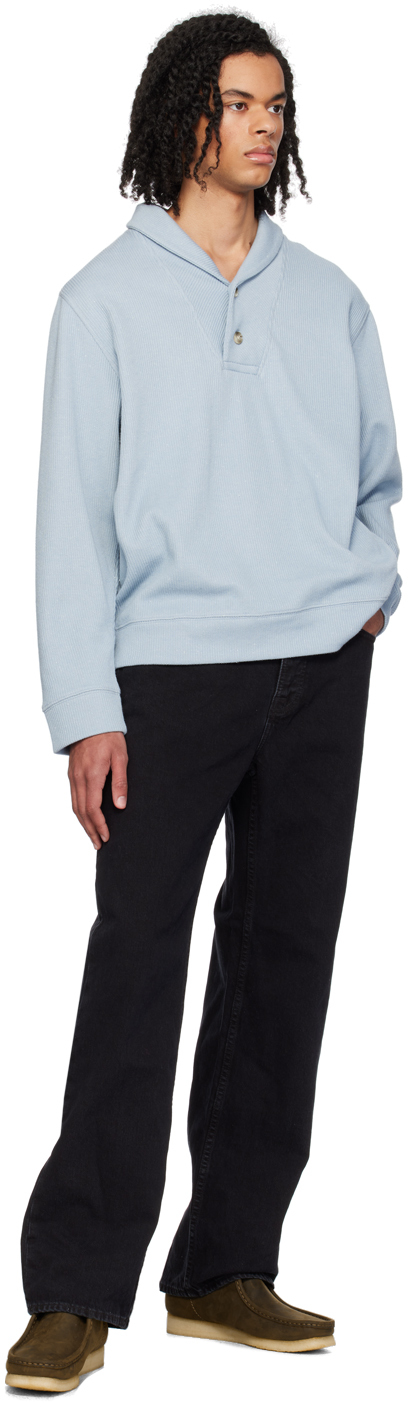 Vince Blue Shawl Collar Henley In Morning Blue-494mgb