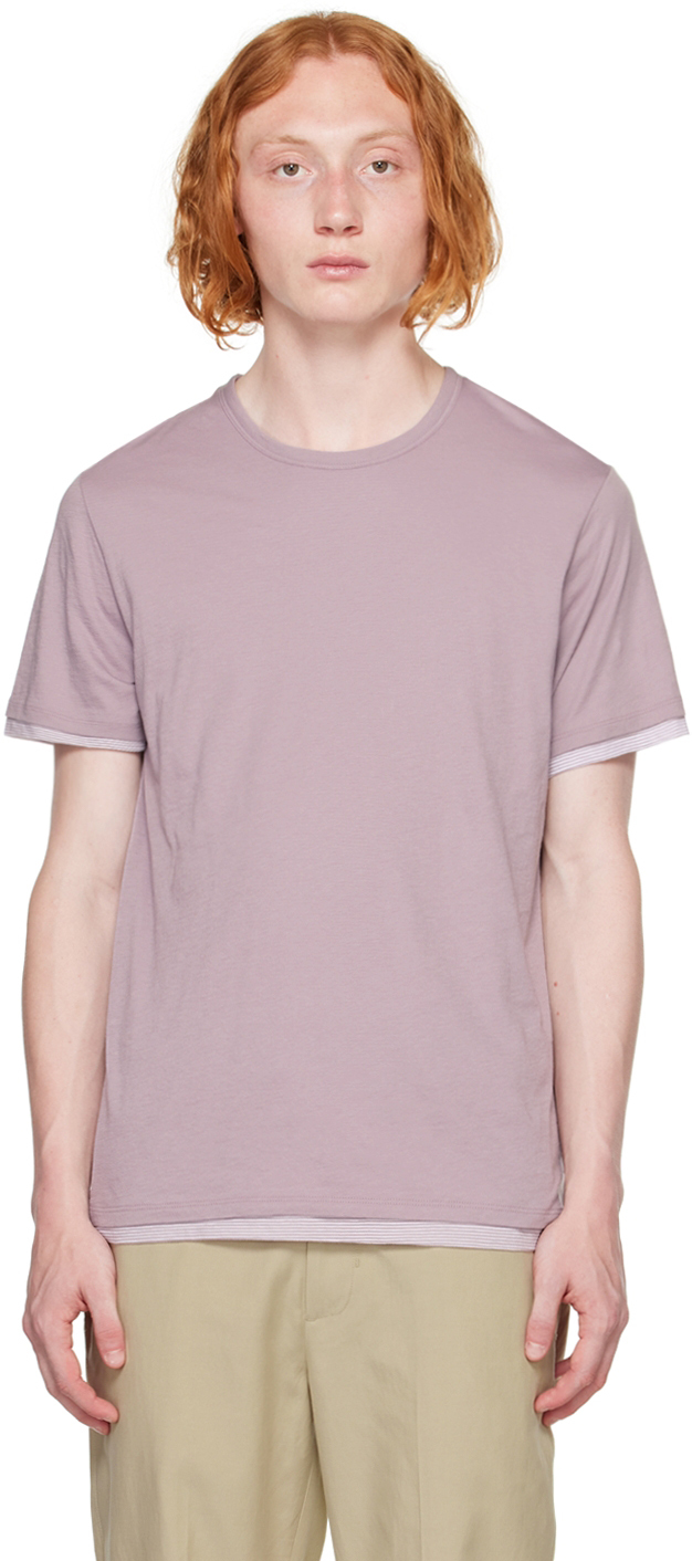 Vince Purple Double Layer T-shirt In Dusty Sky/dusty Sky
