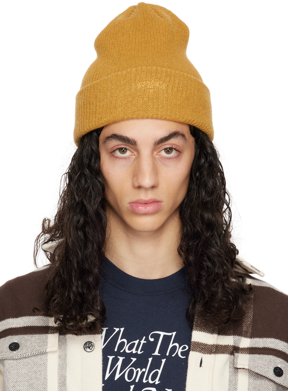 Noah Yellow Embroidered Beanie In Cml Camel