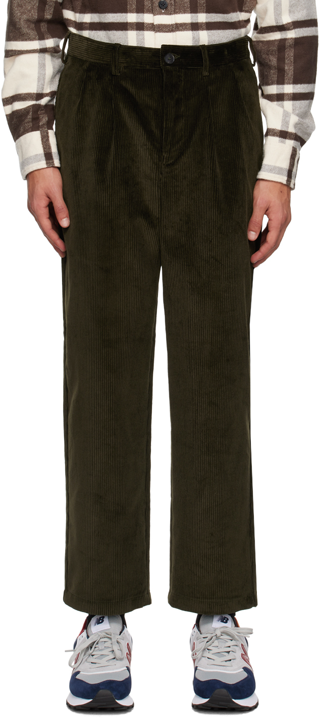 Khaki Double-Pleat Trousers