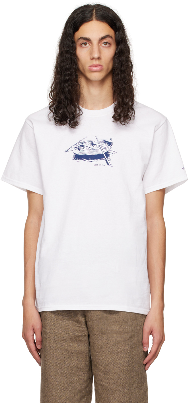 White 'Lost At Sea' T-Shirt by Noah on Sale