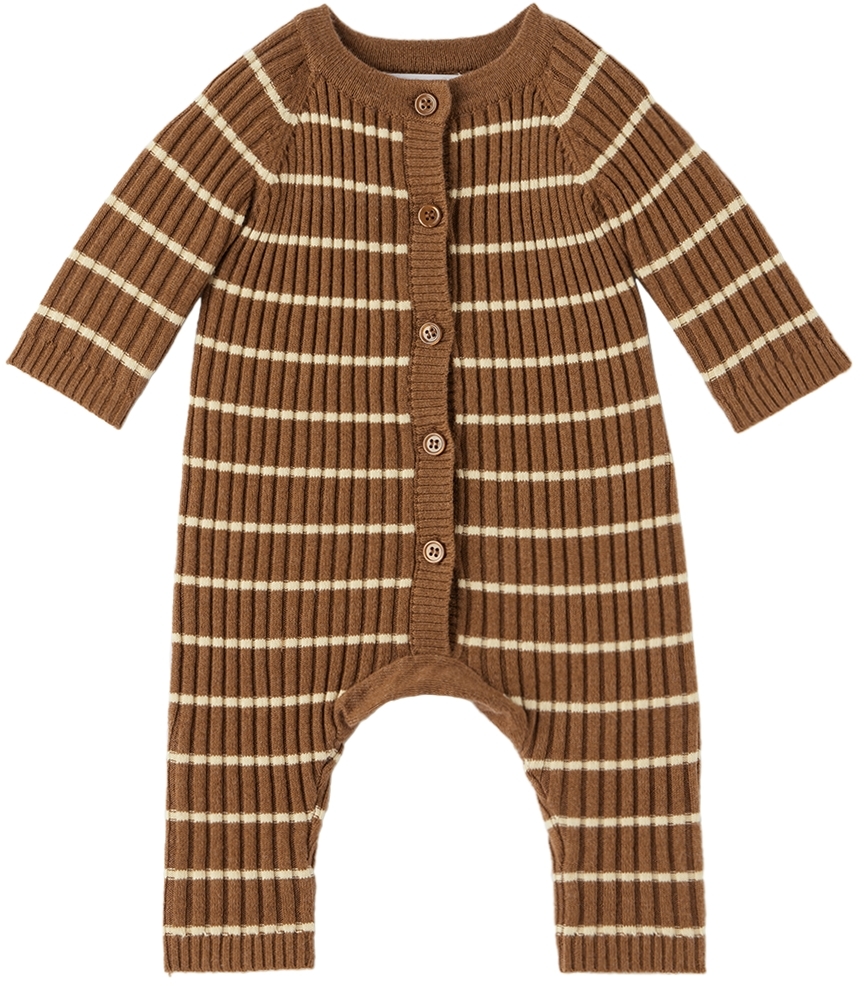 Molo Baby Brown Farley Bodysuit In 6619 Tawny Stripe