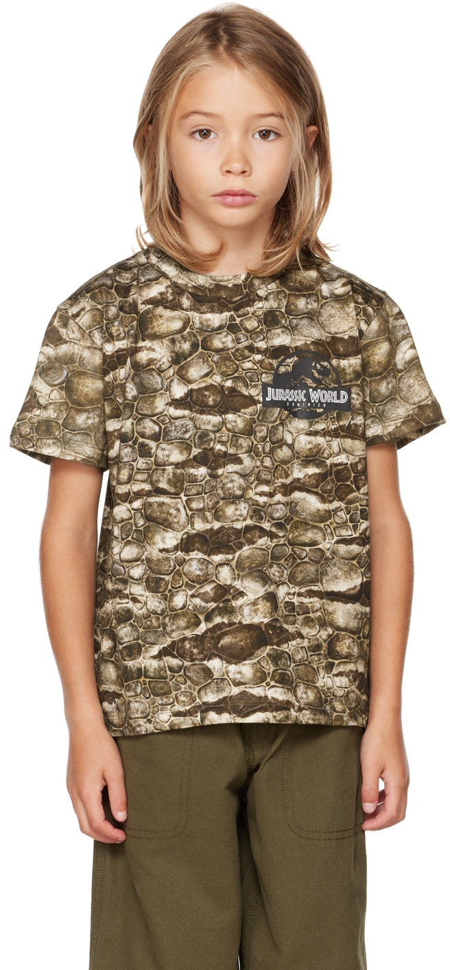 Molo Kids Brown & Khaki Jurassic World Edition Roxo T-shirt In 6700 Dino Texture