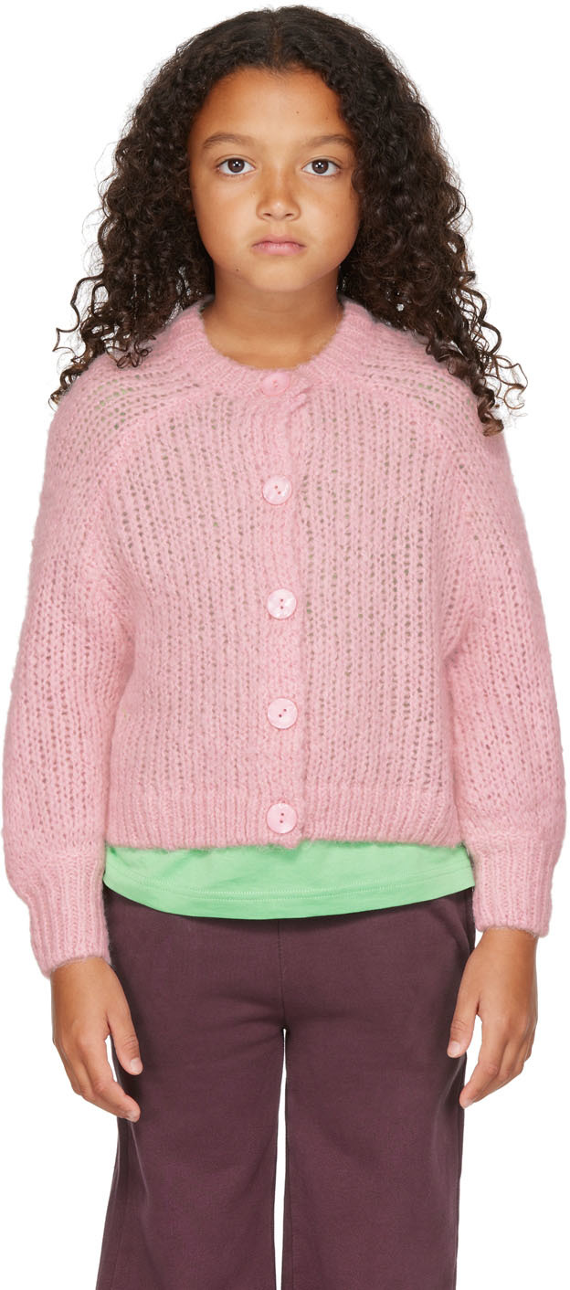 Longlivethequeen Kids Pink Rough Cardigan In 671 Pale Pink