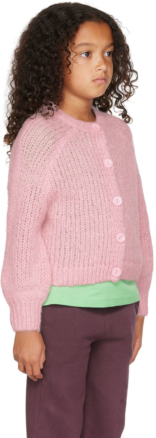 Longlivethequeen Kids Pink Rough Cardigan In 671 Pale Pink