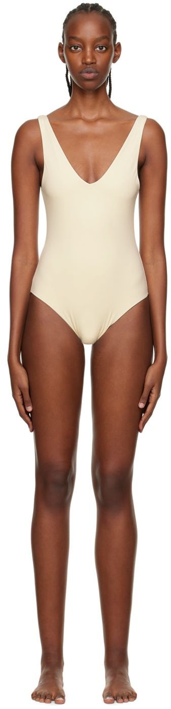 KYE Intimates SSENSE Exclusive Off-White Plunge One-Piece Swimsuit