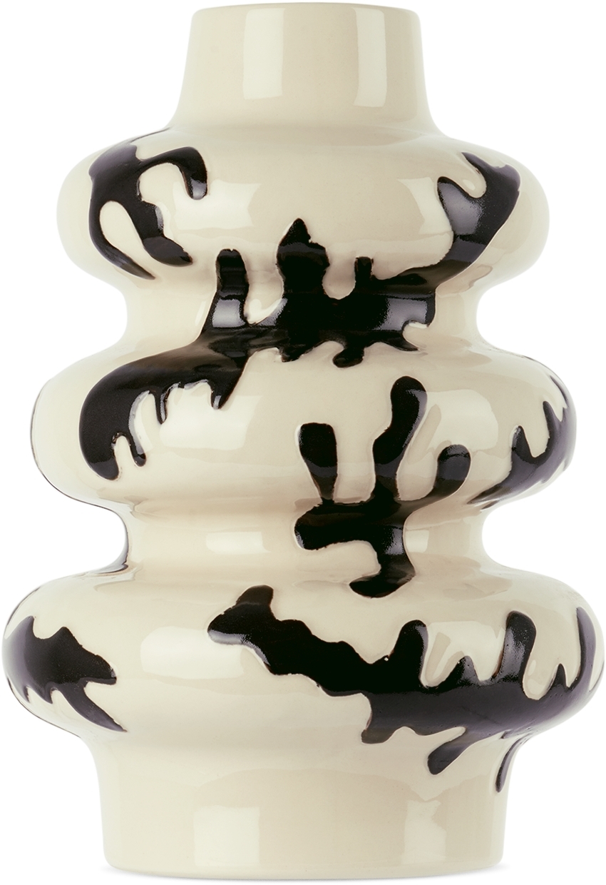 Marloe Marloe Off-white & Black Florence Vase In Sanur