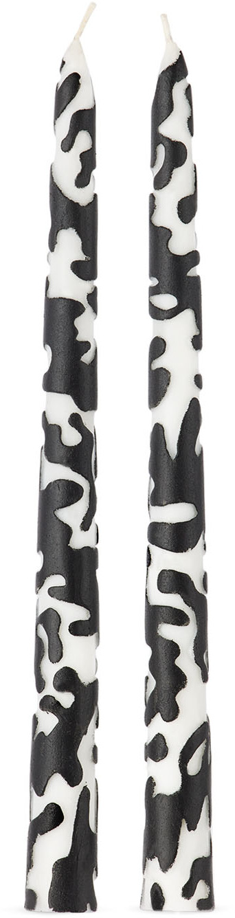 Marloe Marloe Black & White Tapered Candle Stick Set In Sanur