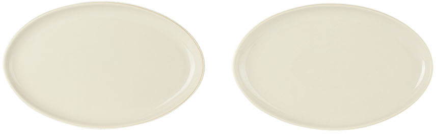 Marloe Marloe Off-white Oval Dinner Plate Set In Lava & Bone