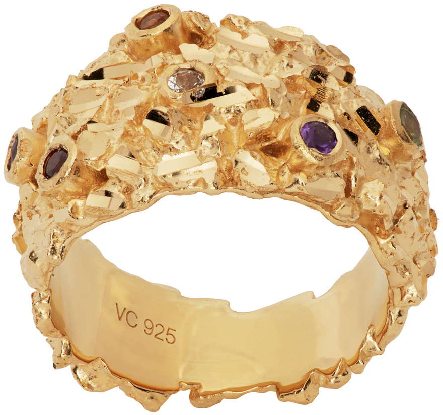 Veneda Carter: SSENSE UK Exclusive Gold Multi Stone VC011 Ring | SSENSE