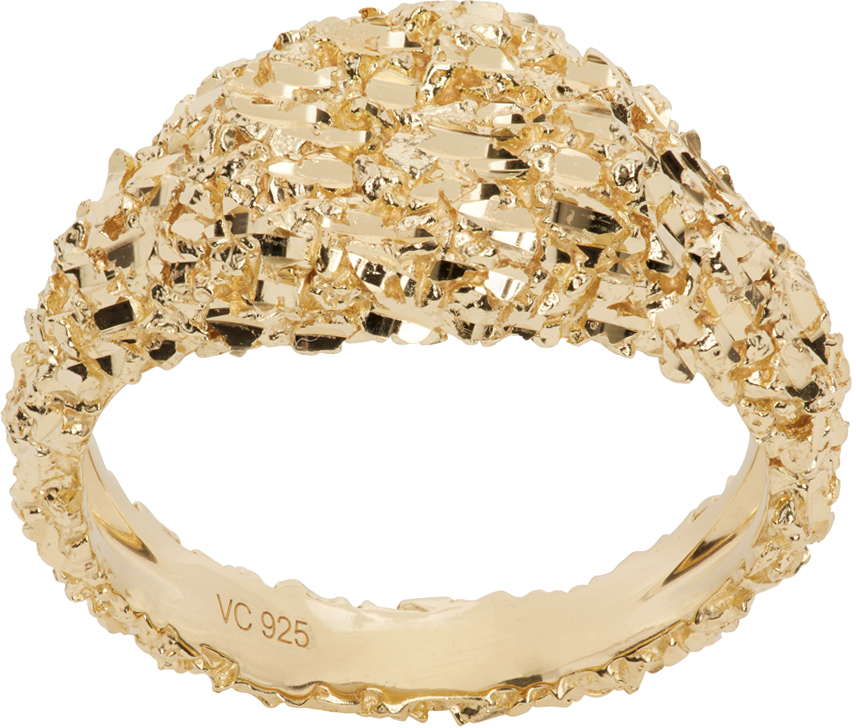 SSENSE Exclusive Gold Thick Pebbled VC001 Ring