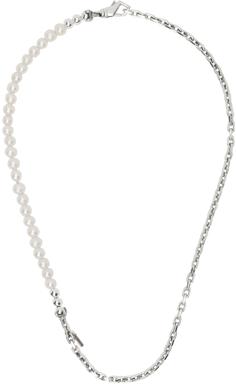 SSENSE Men Accessories Jewelry Necklaces White Pearl Necklace 
