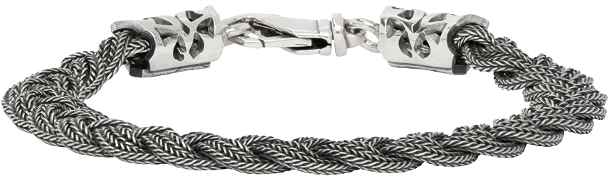 Emanuele Bicocchi Silver Flat Braided Bracelet