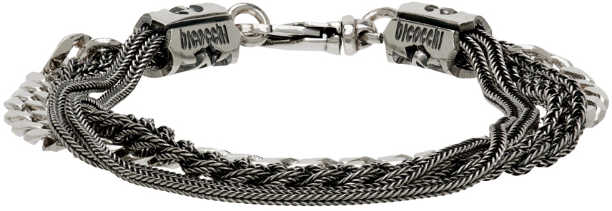 Emanuele Bicocchi Silver Double Braided Chain Bracelet